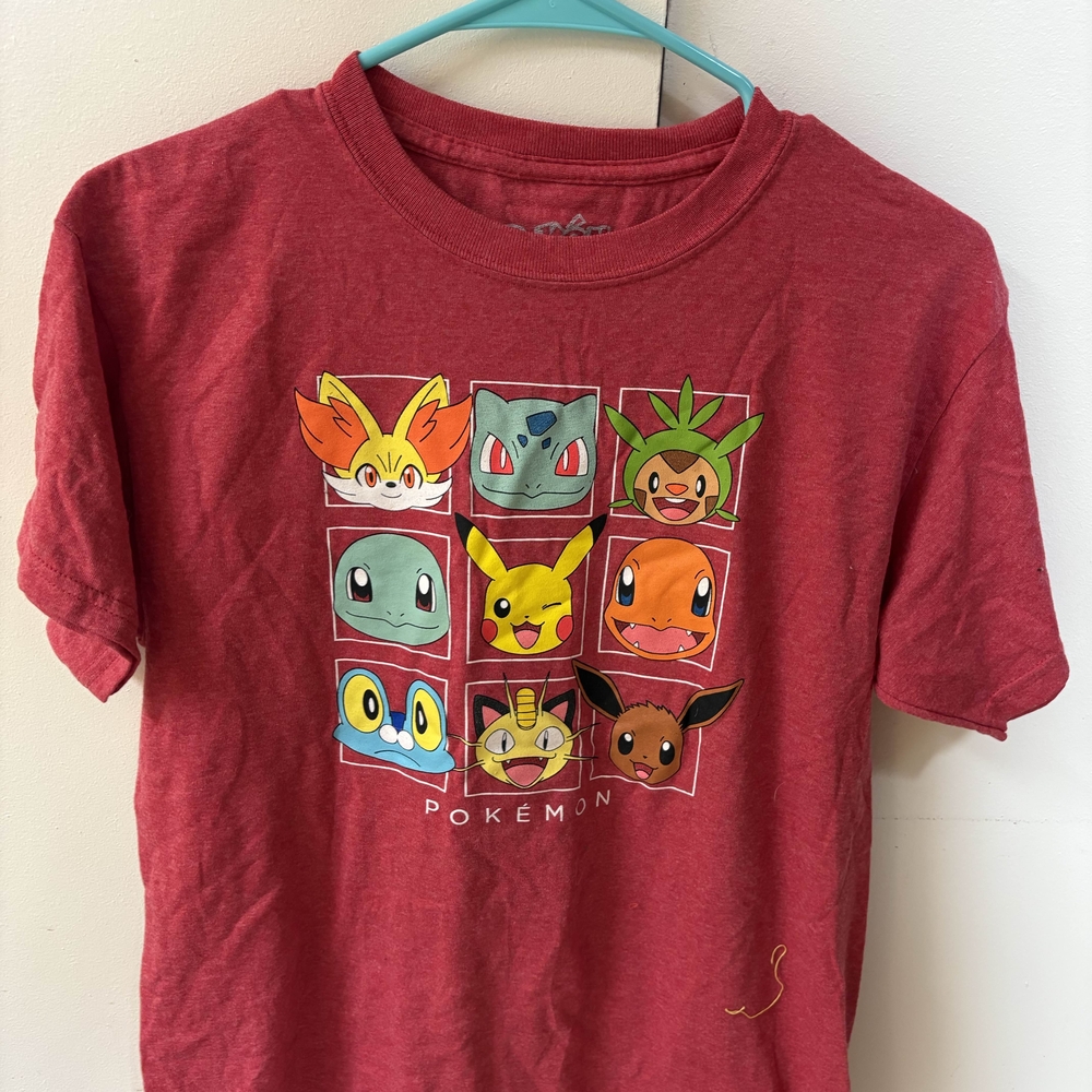 Pokemon Red Short Sleeve Tee with Adorable Character Grid